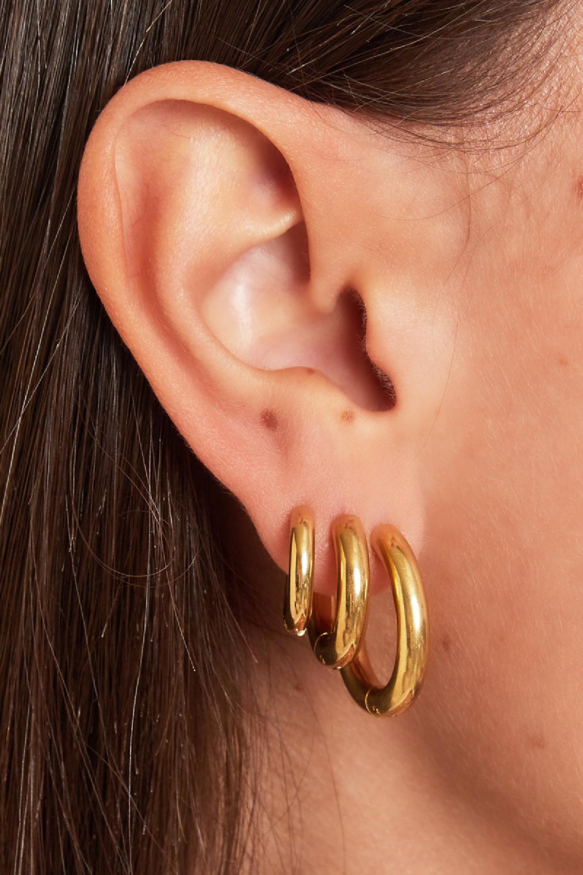 Basic creoles earrings - small Gold Stainless Steel Picture3